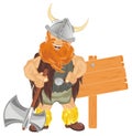 Viking with ax and banner