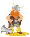 Viking with money and ax