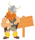 Viking and wooden banner