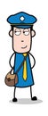 Smiling and Watching - Postman Cartoon Courier Guy Vector Illustration Royalty Free Stock Photo