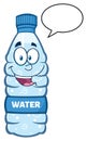 Smiling Water Plastic Bottle Cartoon Mascot Character Speech Bubble