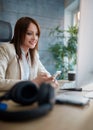 Web girl designer working in a design studio Royalty Free Stock Photo