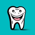 Smiling White Tooth Cartoon