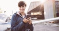 Smiling woman at the aerodrome