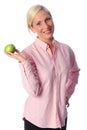 Smiling woman with an apple Royalty Free Stock Photo