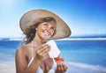 Smiling Woman At The Beach Relaxation Concept