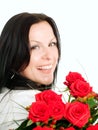 Smiling woman with bouquet of flowers