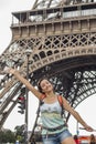 Smiling woman at Effiel Tower