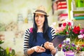 Smiling Woman Florist Small Business Flower Shop Owner. Royalty Free Stock Photo