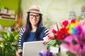 Smiling Woman Florist Small Business Flower Shop Owner. Royalty Free Stock Photo