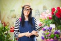 Smiling Woman Florist Small Business Flower Shop Owner. Royalty Free Stock Photo