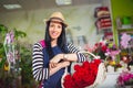 Smiling Woman Florist Small Business Flower Shop Owner. Royalty Free Stock Photo