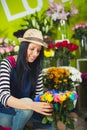 Smiling Woman Florist Small Business Flower Shop Owner. Royalty Free Stock Photo