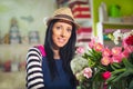 Smiling Woman Florist Small Business Flower Shop Owner. Royalty Free Stock Photo