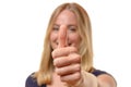 Smiling woman giving a thumbs up of approval Royalty Free Stock Photo