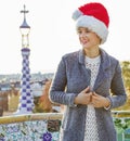 Smiling woman at Guell Park in Barcelona, Spain looking aside Royalty Free Stock Photo