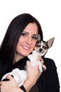 Smiling woman with her chihuahua Royalty Free Stock Photo