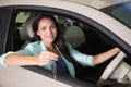 Smiling woman holding car key Royalty Free Stock Photo