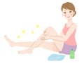 Smiling woman massaging her leg. theraputic relaxation illustration Royalty Free Stock Photo