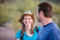 Smiling Woman on Nature Hike Royalty Free Stock Photo