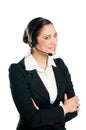 Smiling woman operator with headset