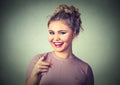 Smiling woman pointing her finger to you Royalty Free Stock Photo