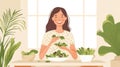 Smiling woman preparing a fresh salad in a bright kitchen Royalty Free Stock Photo