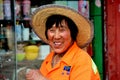 Pixian Old Town, China: Woman Wearing Straw Hat