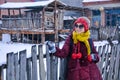 Smiling woman in snow Royalty Free Stock Photo