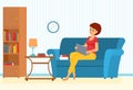 Freelancer woman on a sofa with leptop