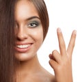 Smiling woman with straightened hair.
