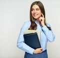 Smiling woman student, teacher or business lady holding books Royalty Free Stock Photo