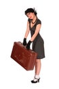 Smiling woman with a suitcase