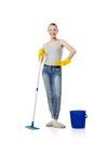 Smiling woman with swab isolated Royalty Free Stock Photo