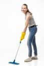 Smiling woman with swab isolated