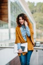 Smiling woman talking cell phone Royalty Free Stock Photo