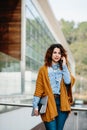 Smiling woman talking cell phone Royalty Free Stock Photo