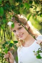 Smiling Woman Through Tree