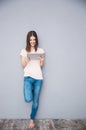 Smiling woman using tablet computer Royalty Free Stock Photo