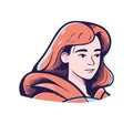 Smiling woman in vector illustration, looking cute