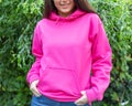 Logo ort design on pink hoodie Royalty Free Stock Photo