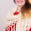 Smiling woman wearing scarf. Royalty Free Stock Photo