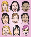 Smiling women faces collection