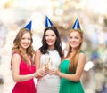 Smiling women holding glasses of sparkling wine Royalty Free Stock Photo