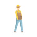 Smiling Worker Holding Two Boxes, Delivery Company Employee Delivering Shipments Illustration