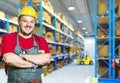 Smiling worker in warehouse Royalty Free Stock Photo