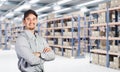 Smiling worker in warehouse Royalty Free Stock Photo