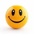 Smiling Yellow Ball: Vray Style, Happycore, Smooth And Shiny Royalty Free Stock Photo