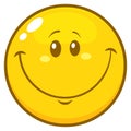 Smiling Yellow Cartoon Emoji Face Character With Happy Expression