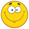 Smiling Yellow Cartoon Emoji Face Character With Happy Expression